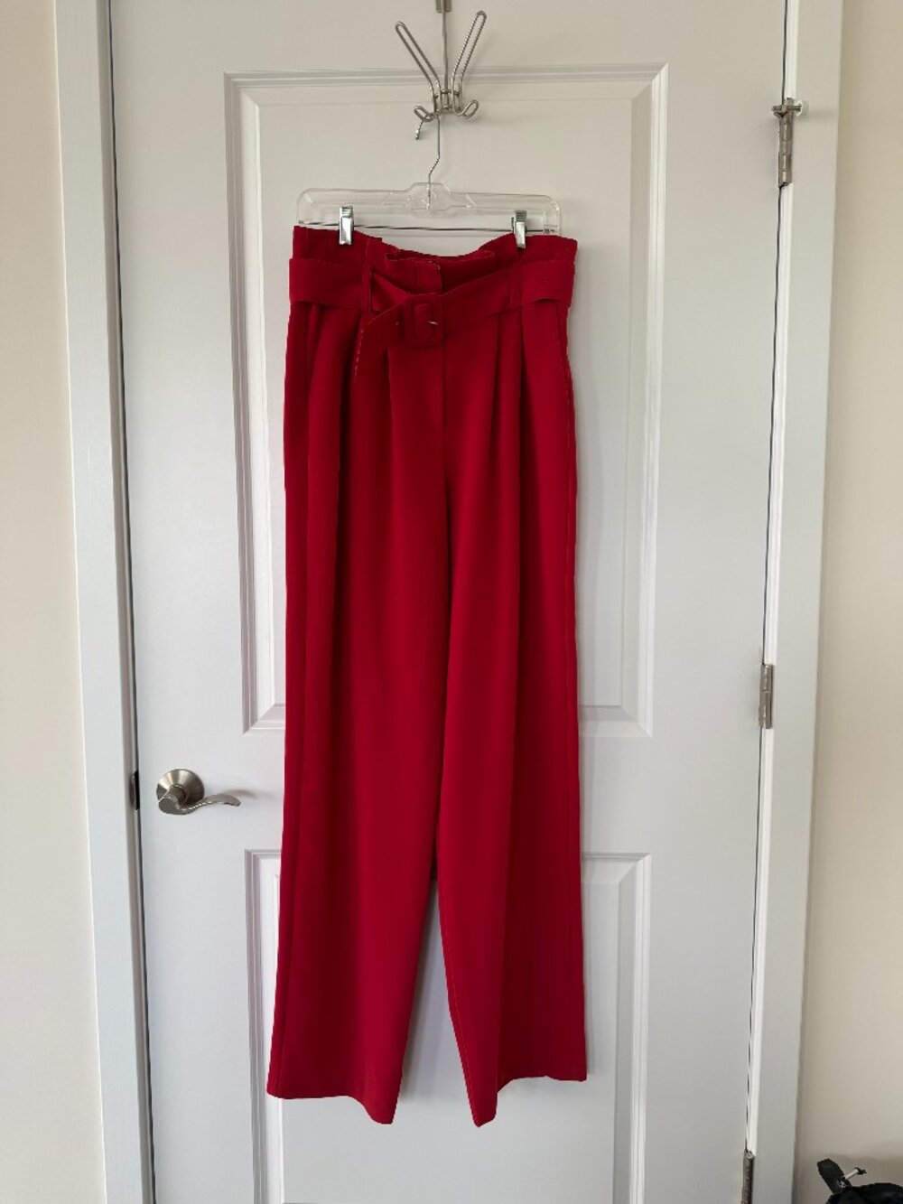NWT cinq a sept Women's Pants Kade Paperbag-waist Crepe Trousers Red